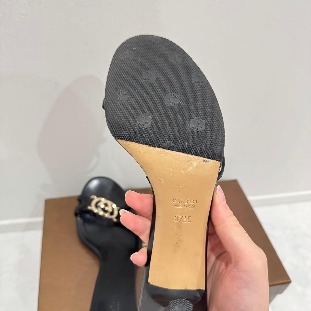 GUCCI グッチ　ブラック　黒　レザー　サンダル　37.5 24.5cm