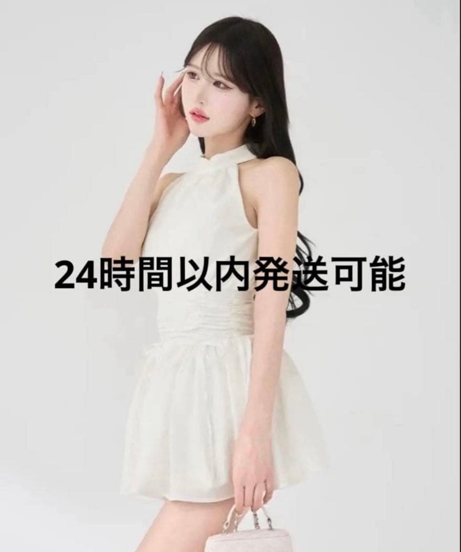 darich アメスリギャザーフレアミニワンピース 白 free