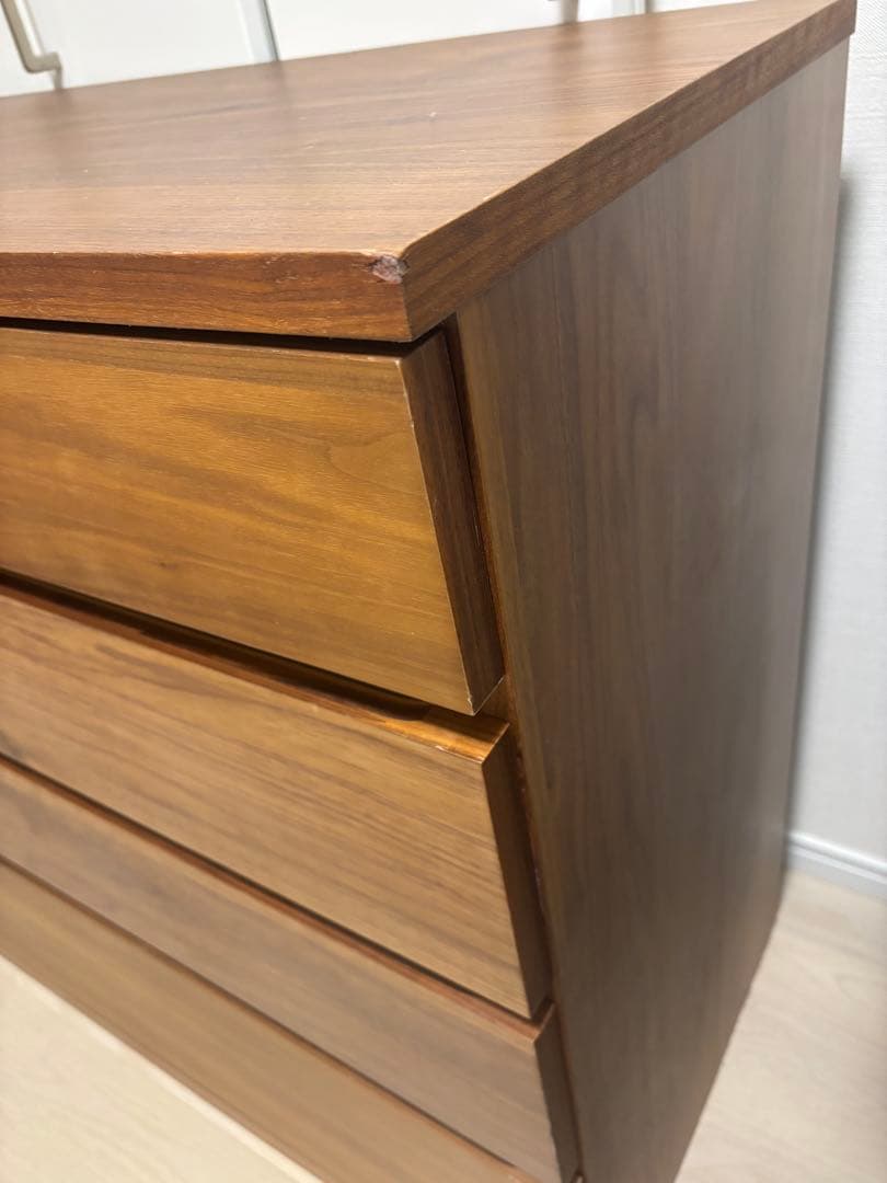 無印良品 木製チェスト４段　ウォールナット材突板