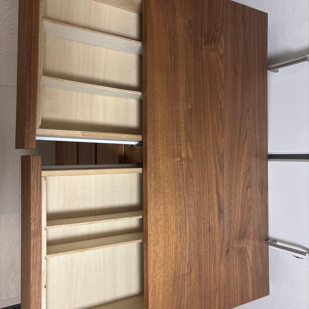 無印良品 木製チェスト４段　ウォールナット材突板