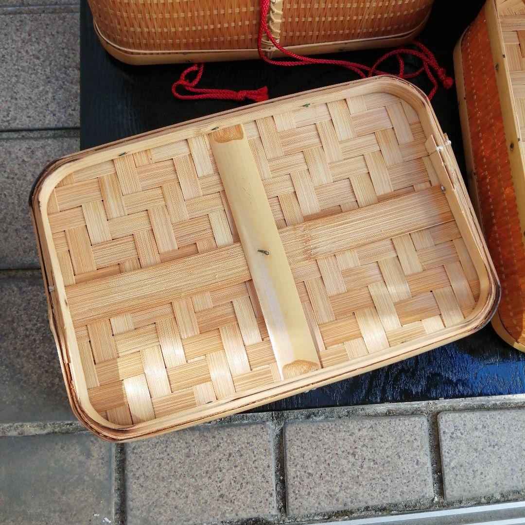 竹籠　三段弁当箱　32cm