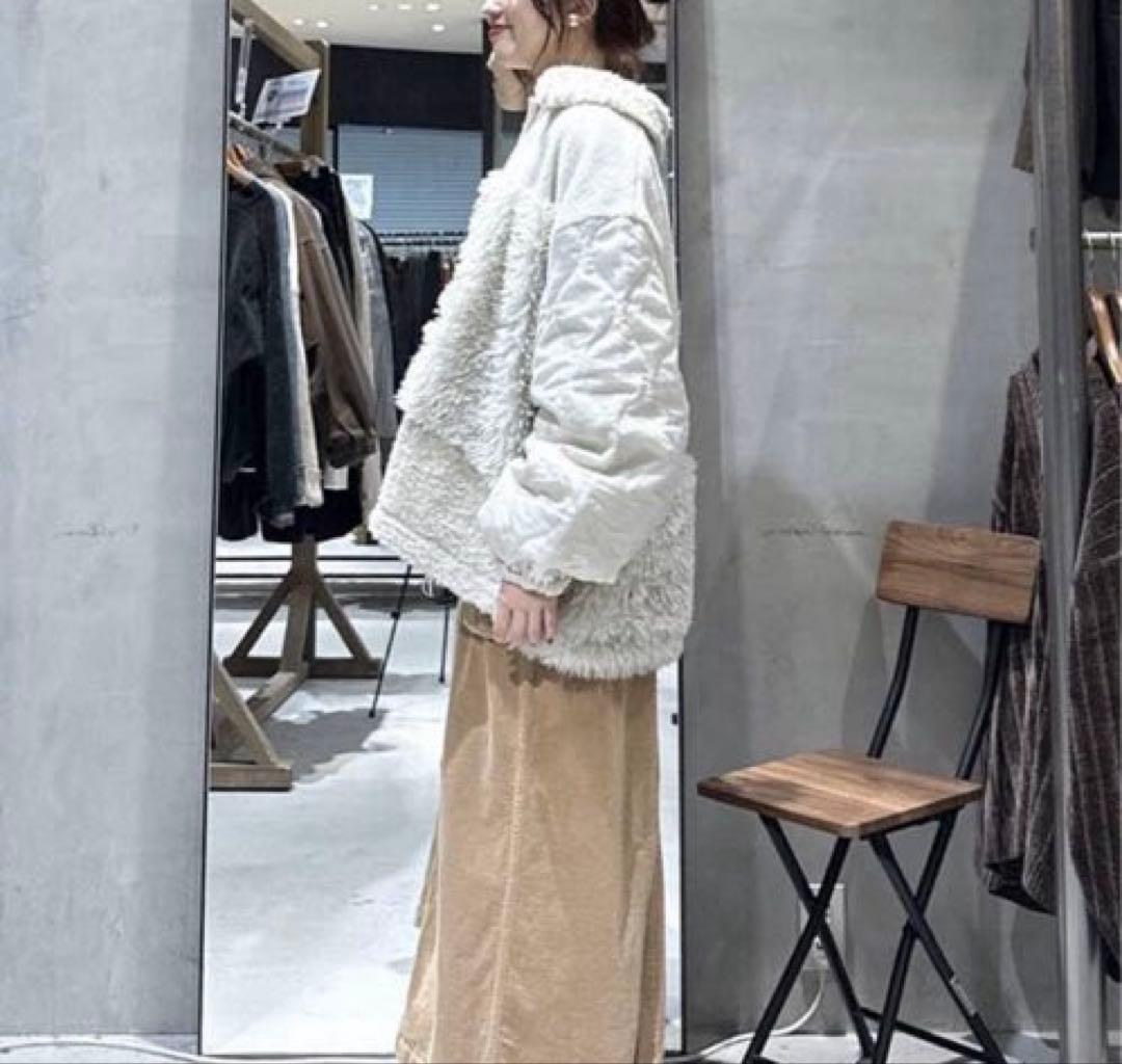 nico and... パッチワークボアブルゾン アイボリー フリーサイズ