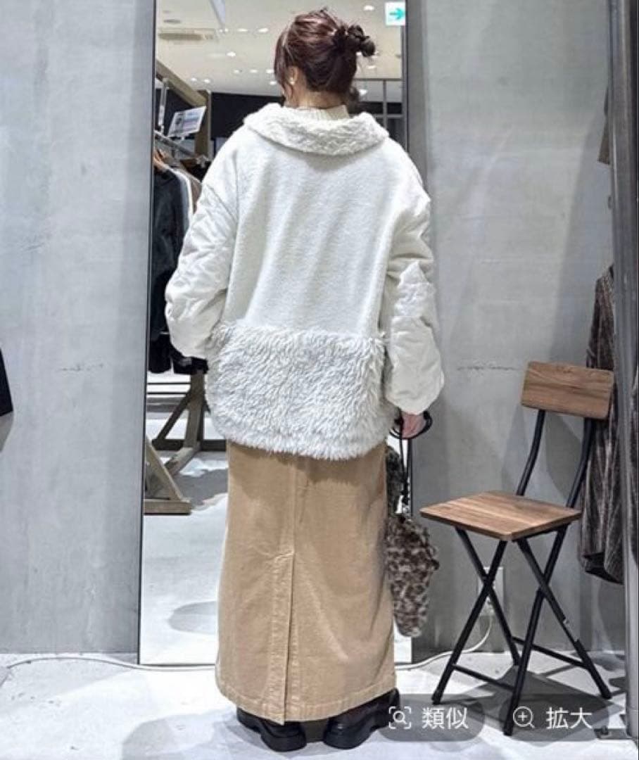 nico and... パッチワークボアブルゾン アイボリー フリーサイズ