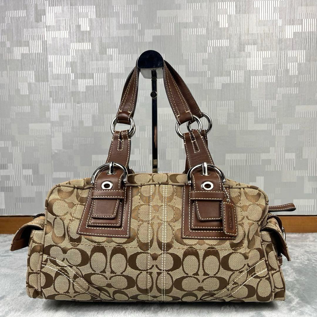 バッグ Coach Signature Satchel Canvas Bag