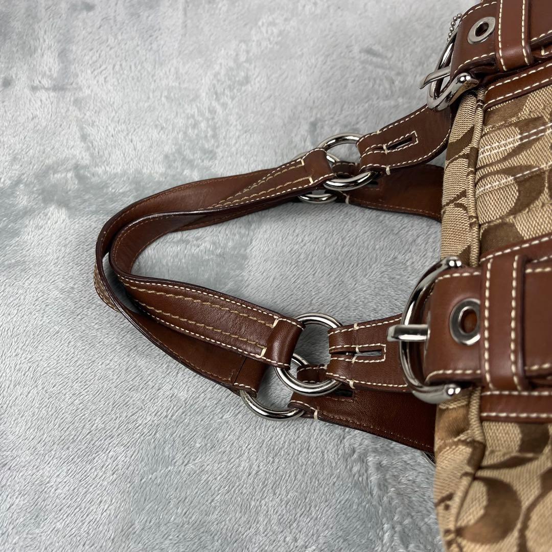 バッグ Coach Signature Satchel Canvas Bag