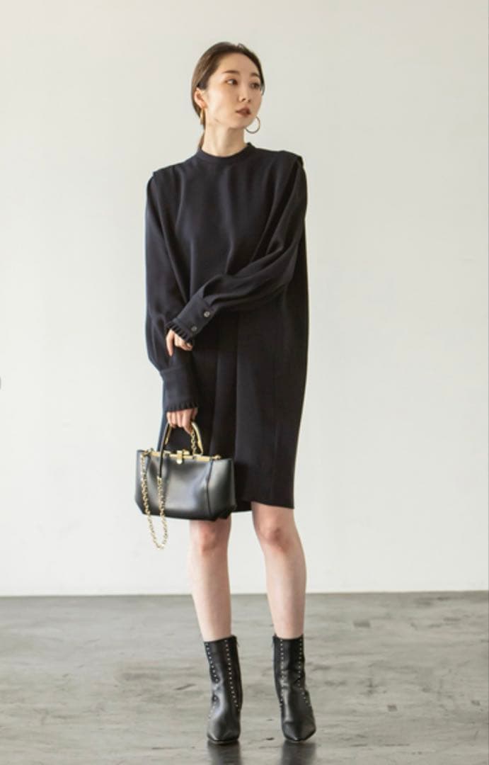 Noble ショルダータックミニワンピース 定価¥24,200 ネイビー　F
