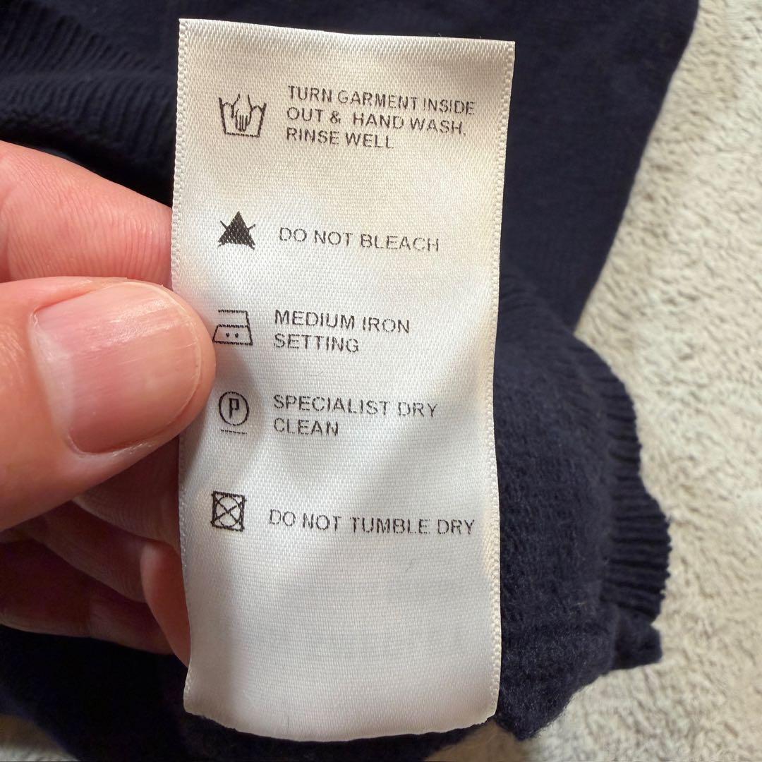 ジョンスメドレー　クルーネックニット　カシミヤ混ウール　ネイビー　M