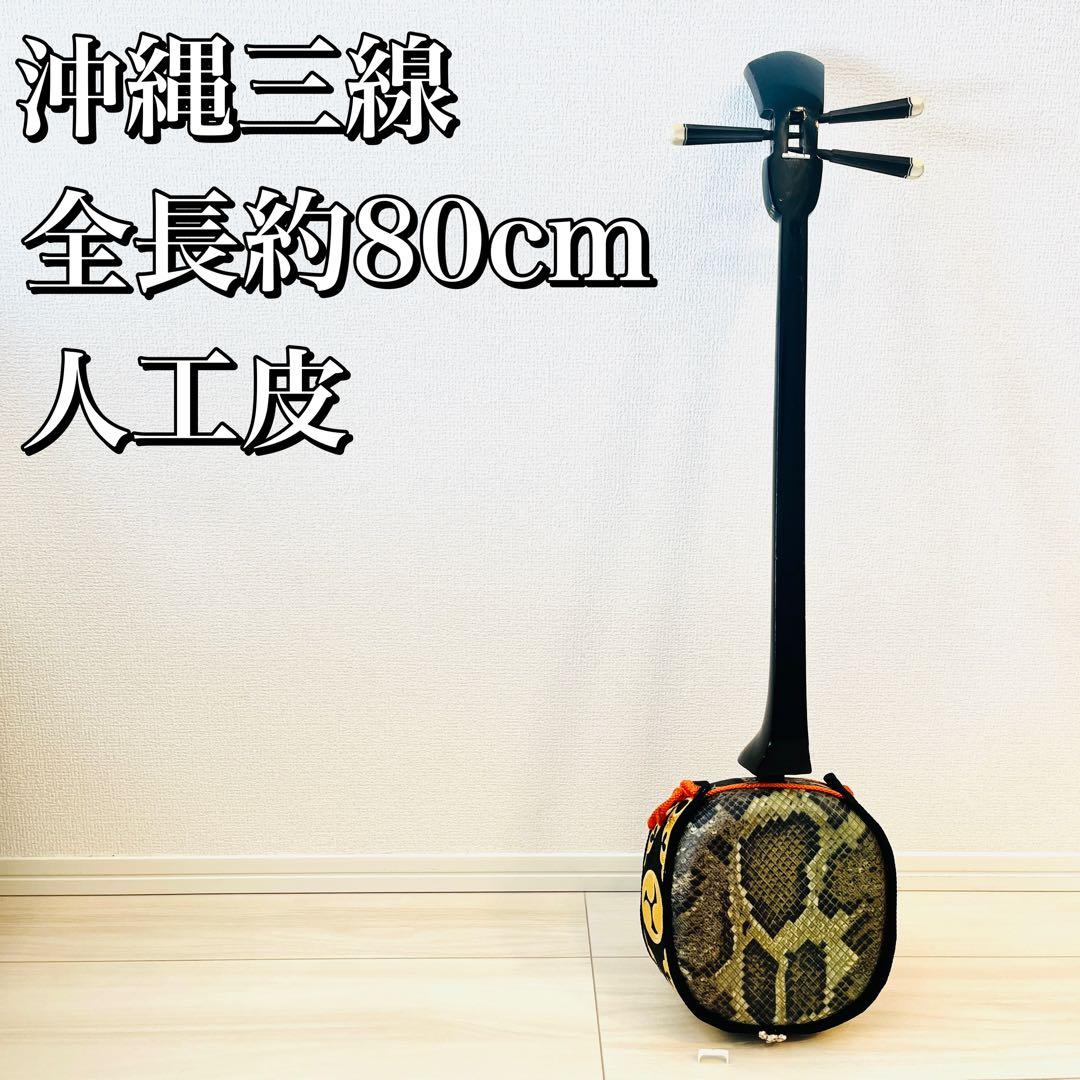 沖縄三線 人工皮 蛇柄 初心者向け 黒塗り棹 練習用