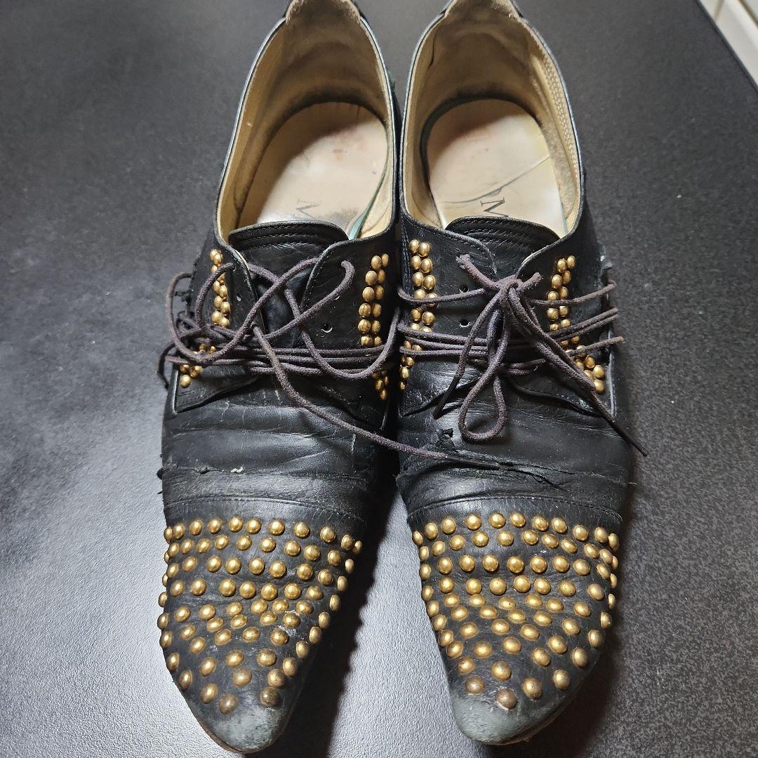 HIROMU TAKAHARA スタッズ付きドレスシューズ ブラックバターナイフ