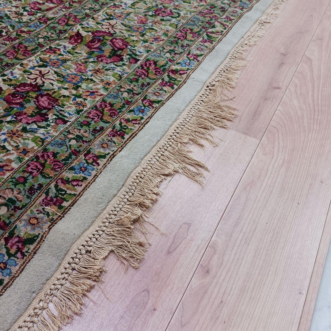 Y3184 高級ペルシャ絨毯 ケルマン産 ウール100% 手織り 特大4m越え