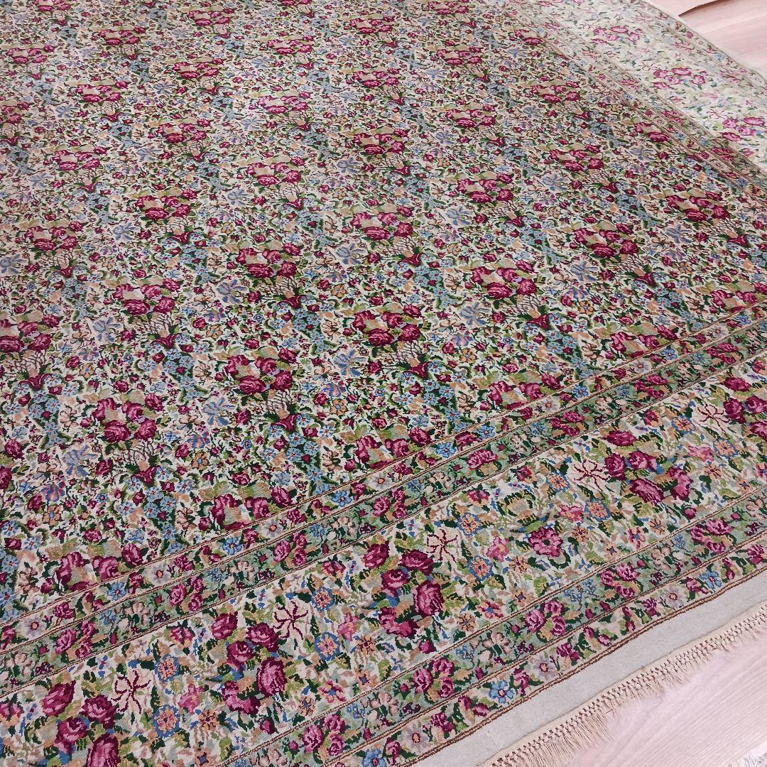 Y3184 高級ペルシャ絨毯 ケルマン産 ウール100% 手織り 特大4m越え