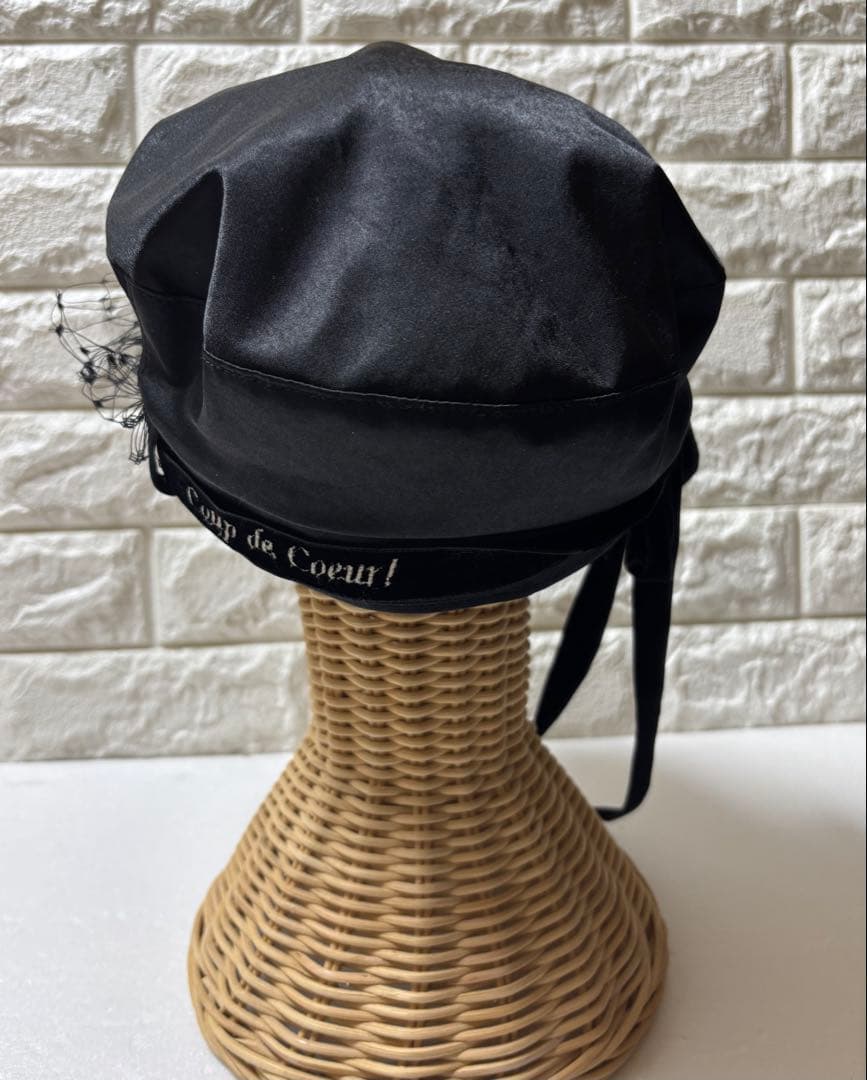 【極美品】CA4LA カシラ アトリエ 限定品 黒 サテン チュール付きキャップ