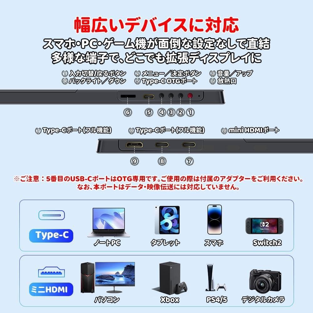 【新品】最安値セール中！12インチ タッチパネル モバイルモニター フルHD