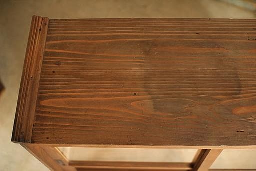 古い木製の格子ガラス戸棚×木製引き出し7杯　食器棚　水屋　キャビネット　古家具