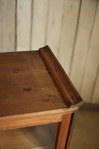 古い木製の格子ガラス戸棚×木製引き出し7杯　食器棚　水屋　キャビネット　古家具