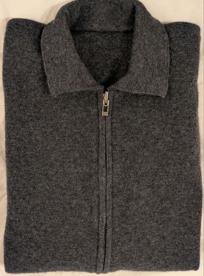 カシミヤ100% ジップアップニットカーディガン ダークグレー