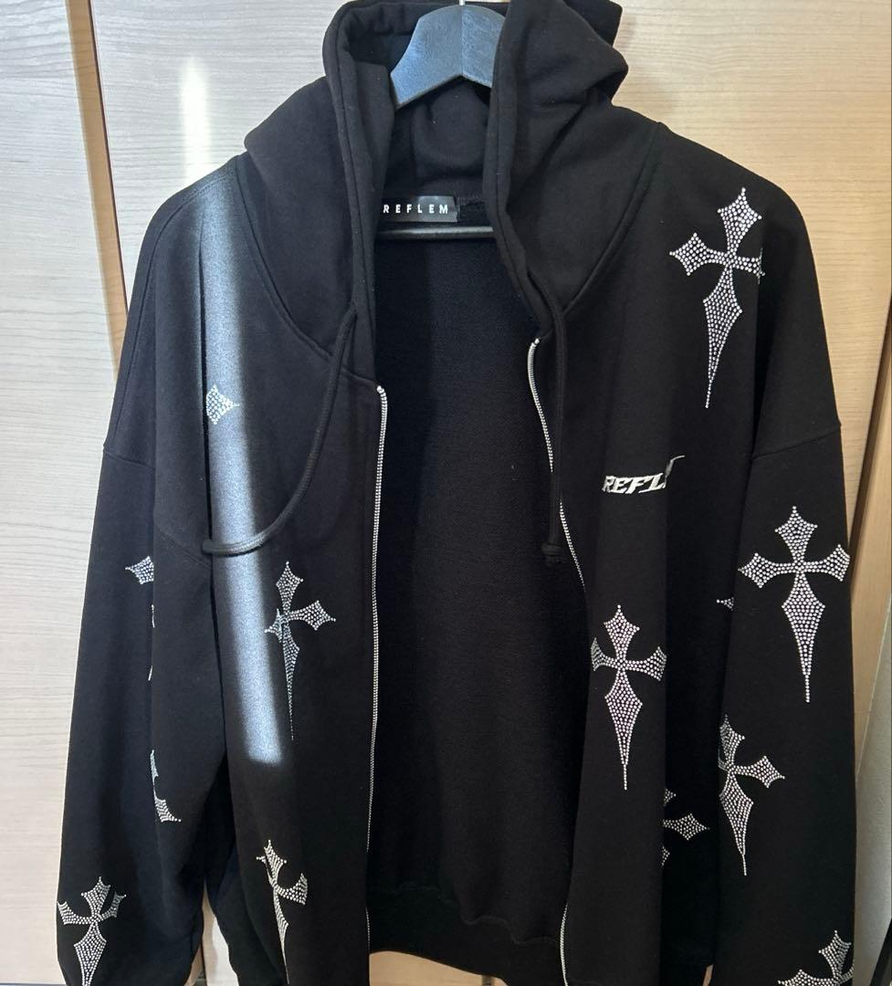レフレム 十字架 ラインストーン パーカー