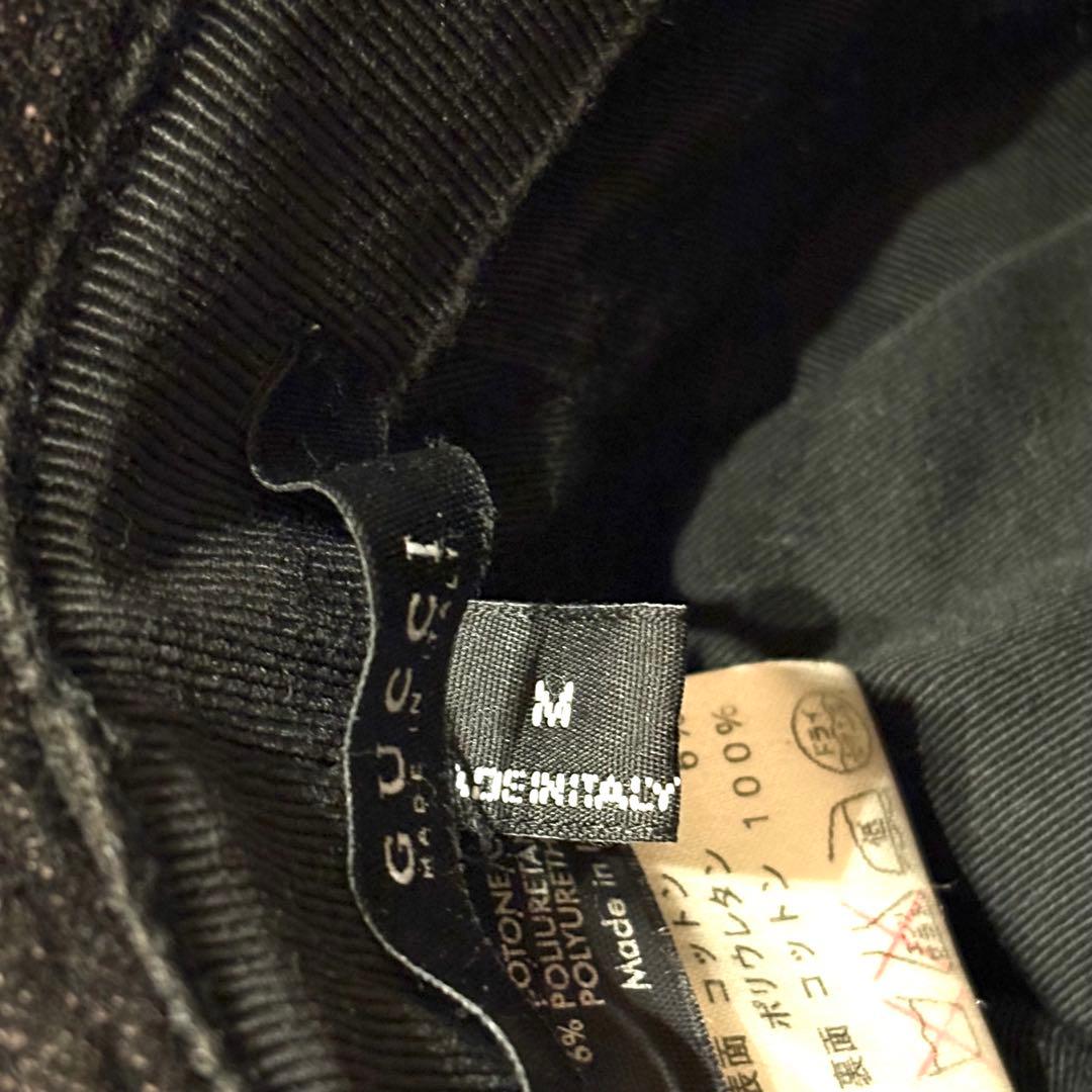 【美品】GUCCI バケットハット　Mサイズ　GG柄　帽子　ロゴプレート　レア