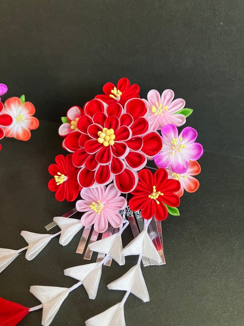 舞妓さんみたい！つまみかんざし　つまみ細工　七五三　日本舞踊　髪飾り