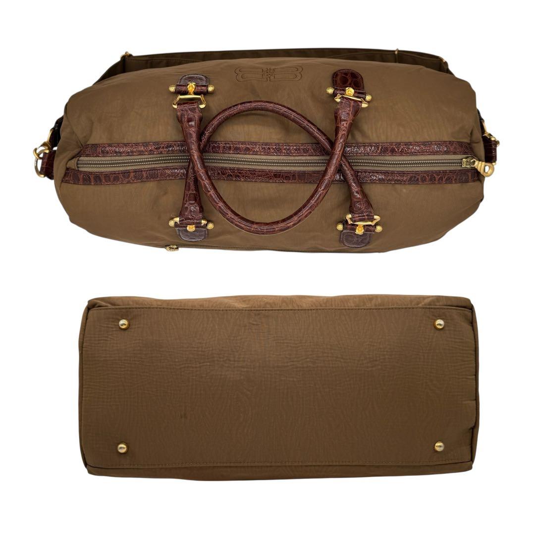 美品 バレンシアガ ボストンバッグ 2WAY ナイロン BBロゴ 茶色系Y2k