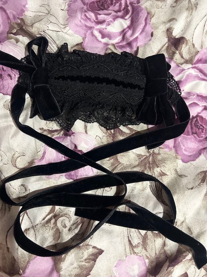 Moi-meme-Moitie 黒 ヘッドドレス ロリィタ フリル レース