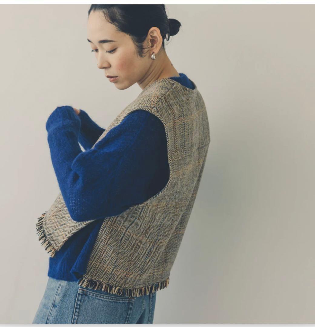 新品　北欧、暮らしの道具店 「ワードローブを新鮮に」ヘリンボーン柄のウールベスト