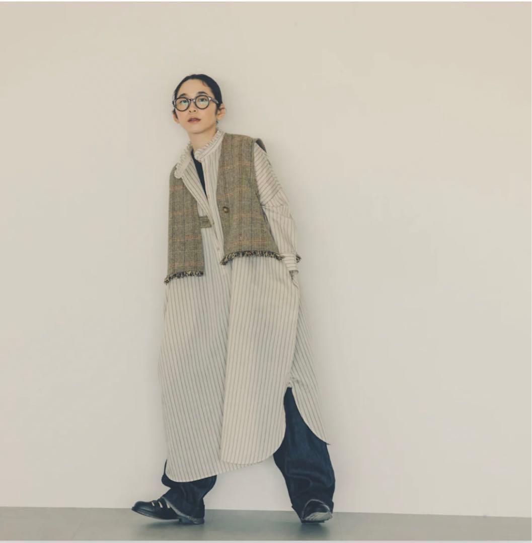 新品　北欧、暮らしの道具店 「ワードローブを新鮮に」ヘリンボーン柄のウールベスト