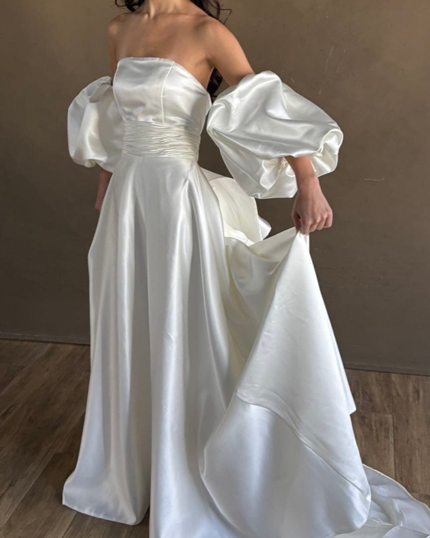 【定価6万円】3way ウェディングドレス　取り外しパフスリーブ　前撮りドレス