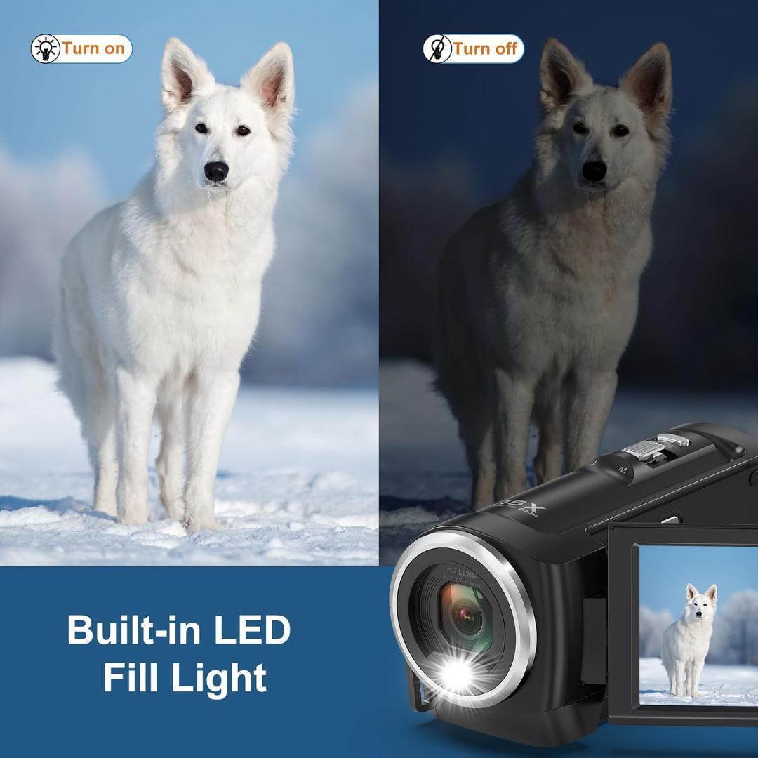 ビデオカメラ 2.7K 16 倍デジタルズーム ウェブカメラ 2.8 インチ軽量