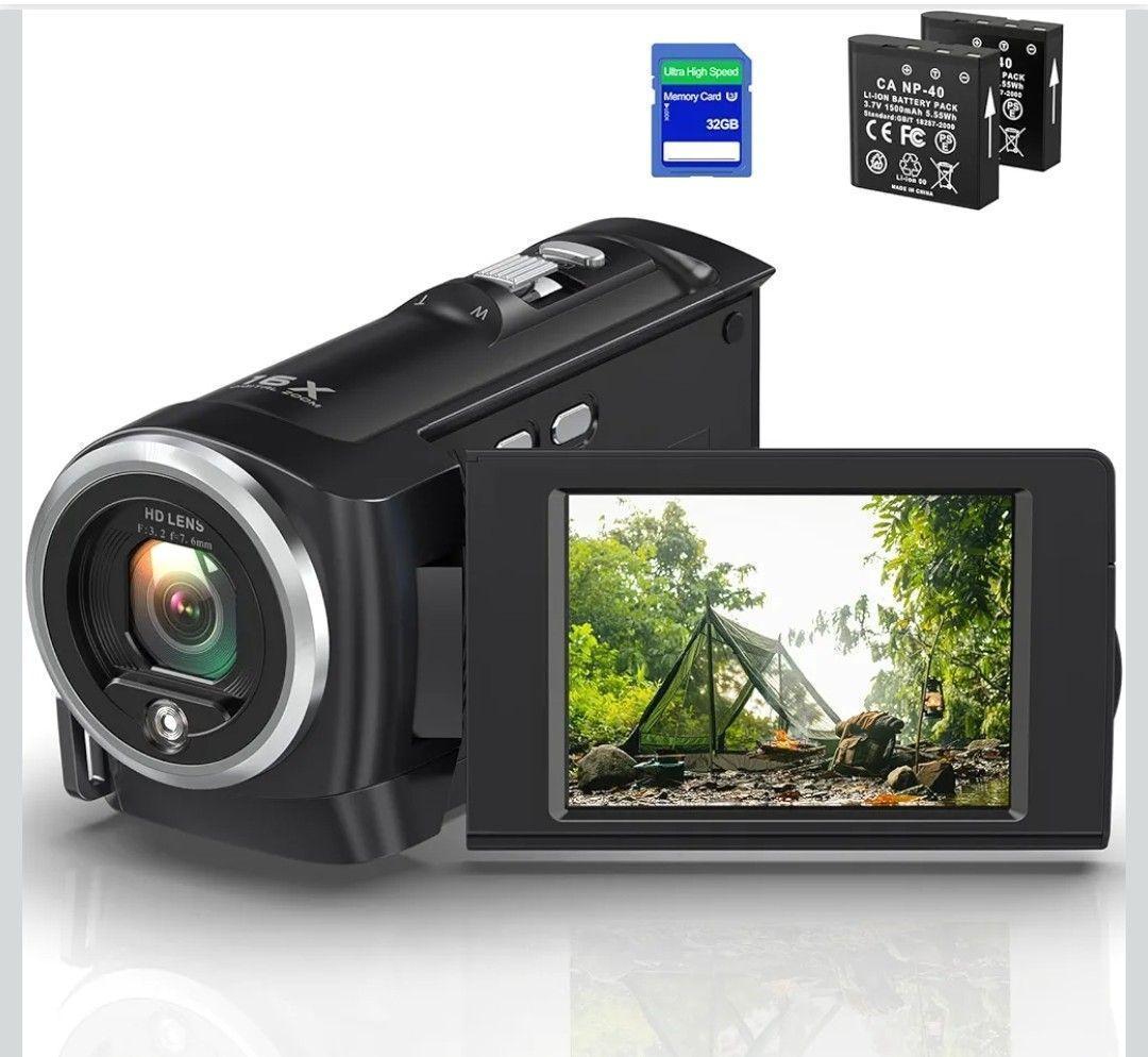 ビデオカメラ 2.7K 16 倍デジタルズーム ウェブカメラ 2.8 インチ軽量