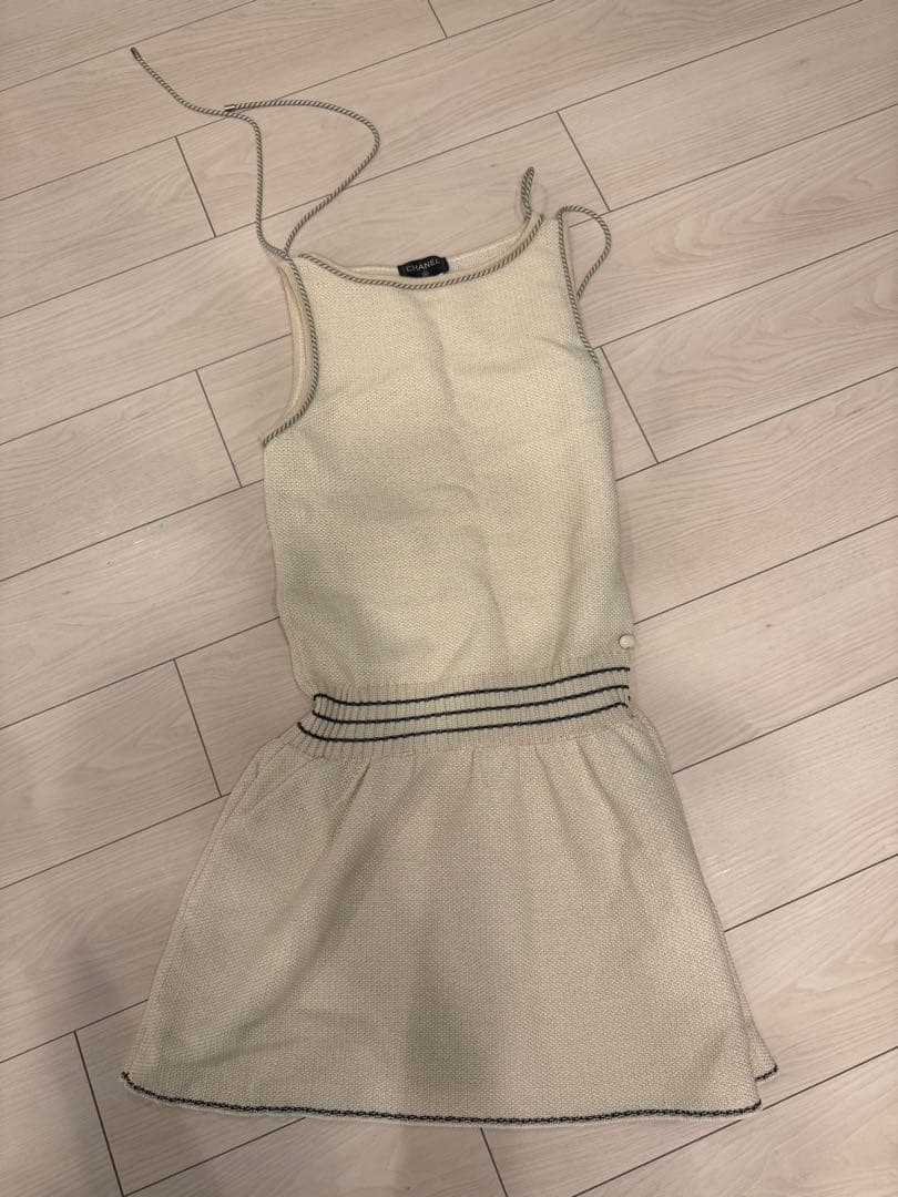 CHANEL ノースリーブミニワンピース クリーム