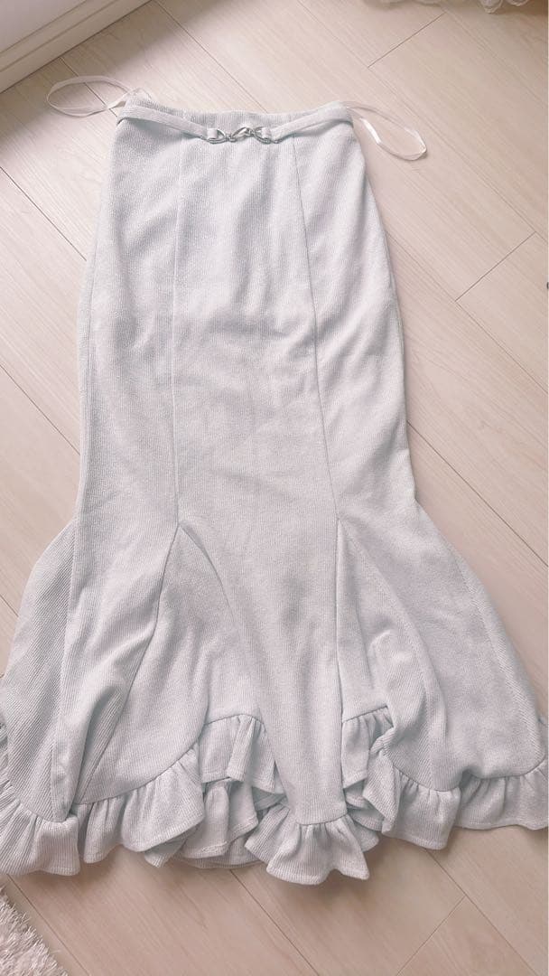 an ライトグレー ドレープセットアップドレス