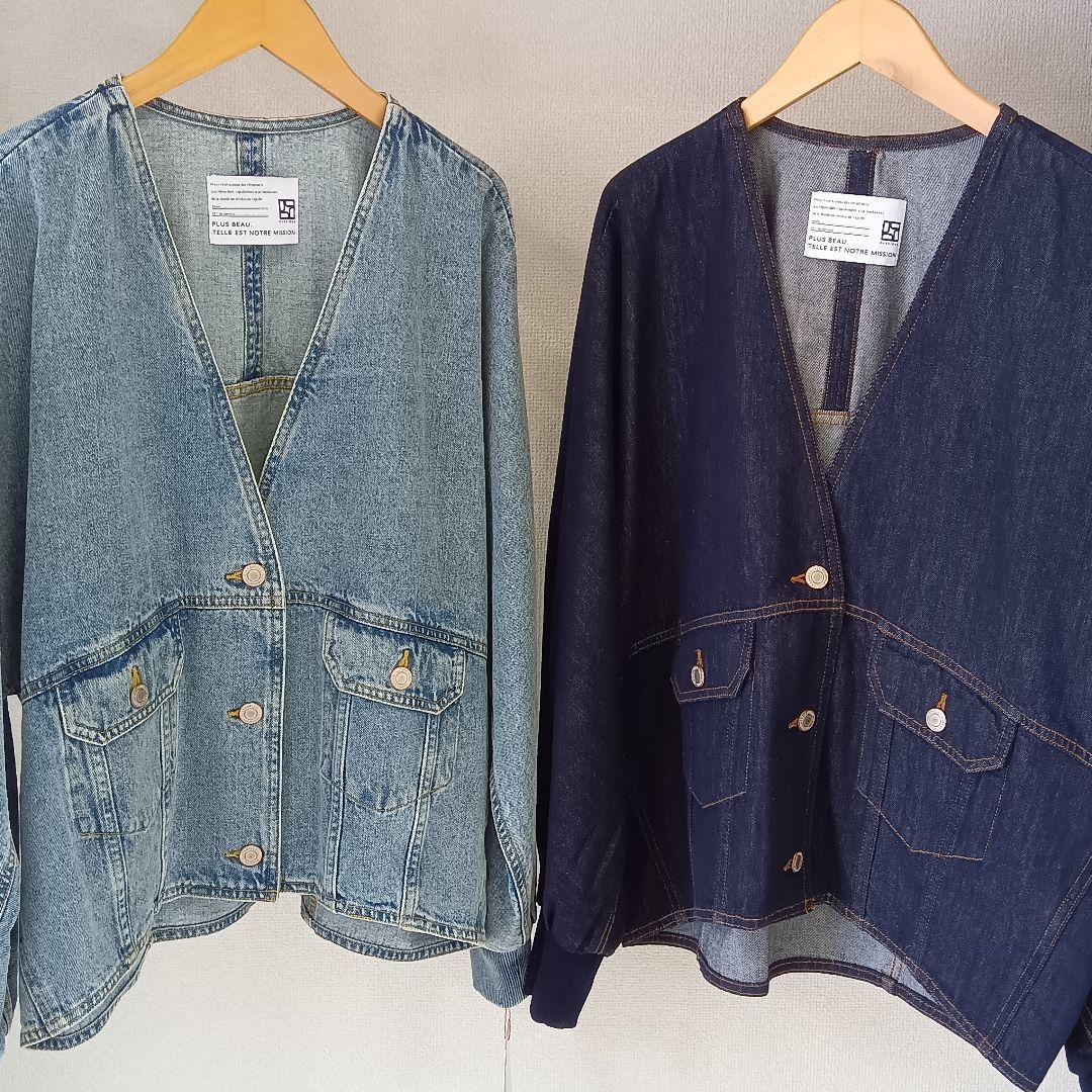 新品タグ付 2025新作 パシオーネ カフネ デニム ジャケット ネイビー