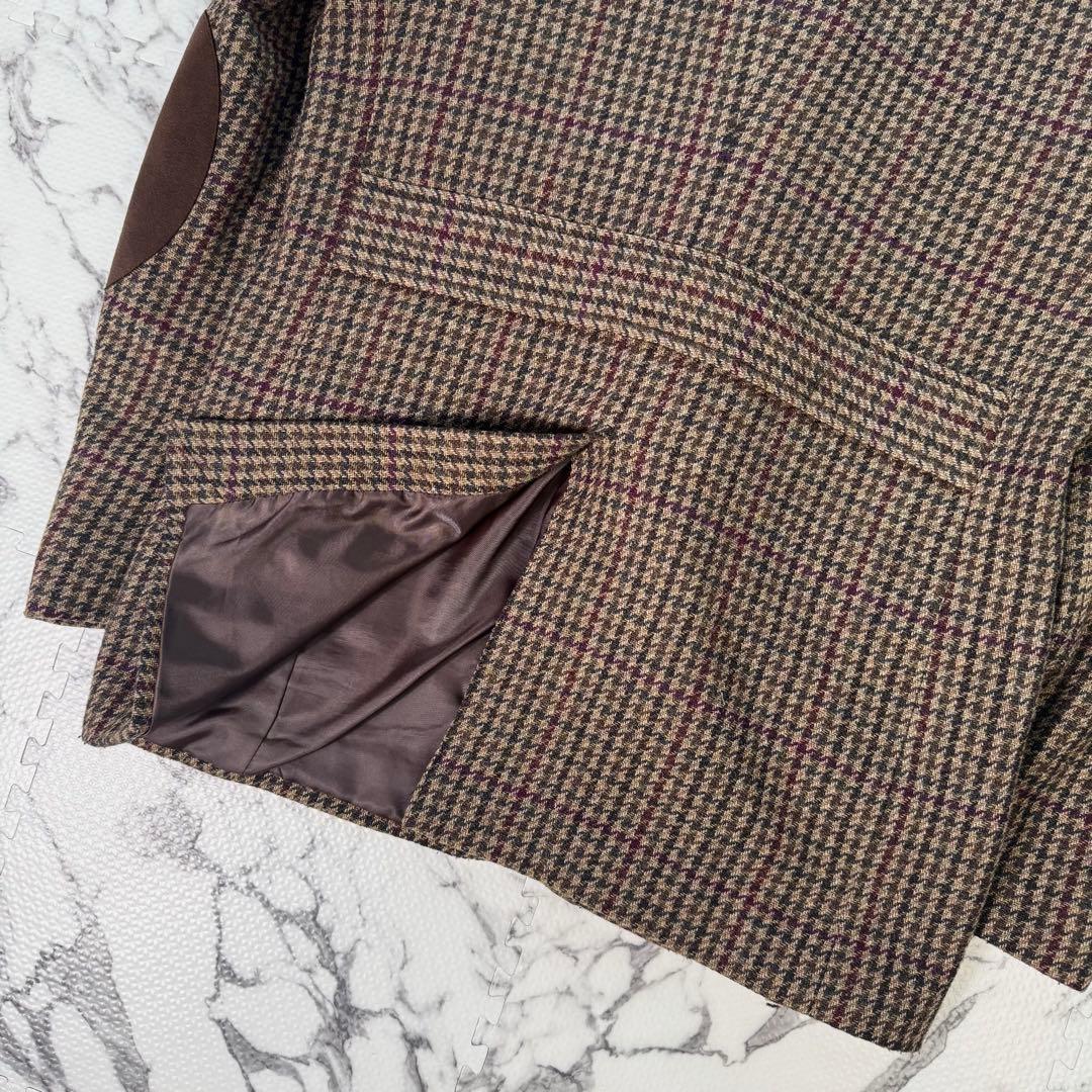 ケント　テーラードジャケット　ツイード　エルボーパッチ　千鳥格子柄　大きいサイズ