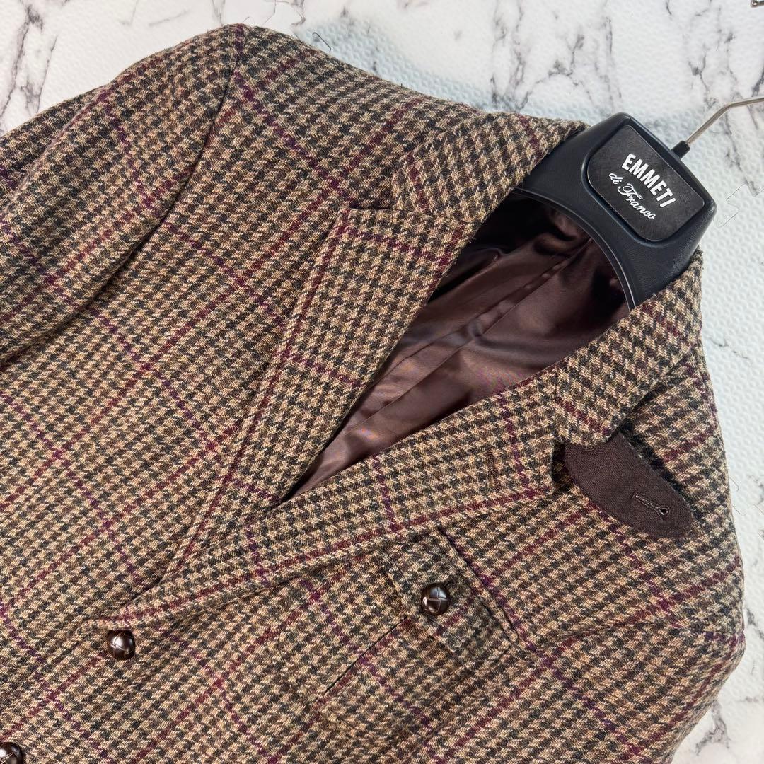 ケント　テーラードジャケット　ツイード　エルボーパッチ　千鳥格子柄　大きいサイズ