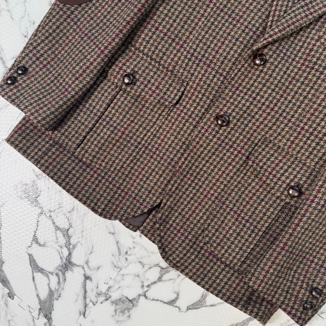 ケント　テーラードジャケット　ツイード　エルボーパッチ　千鳥格子柄　大きいサイズ