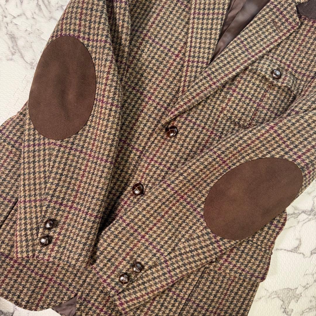 ケント　テーラードジャケット　ツイード　エルボーパッチ　千鳥格子柄　大きいサイズ