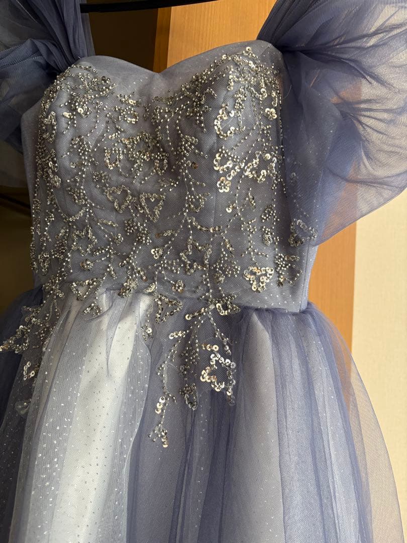 カラードレス ネックレス ピアス 文化祭 卒業式 青 紫 シルバー キラキラ