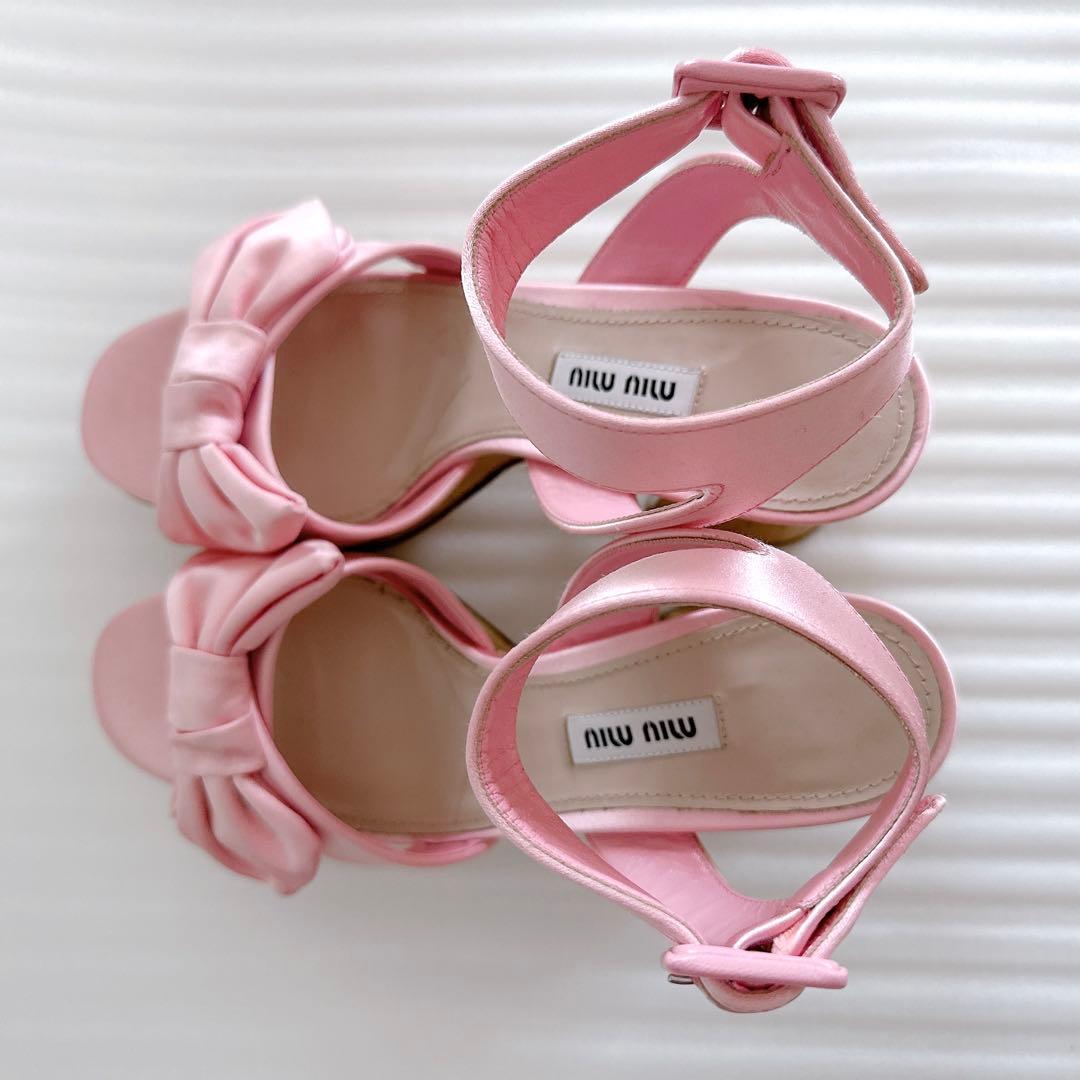 MIUMIU ミュウミュウ　厚底　リボン　サンダル　ハイヒール　一回使用
