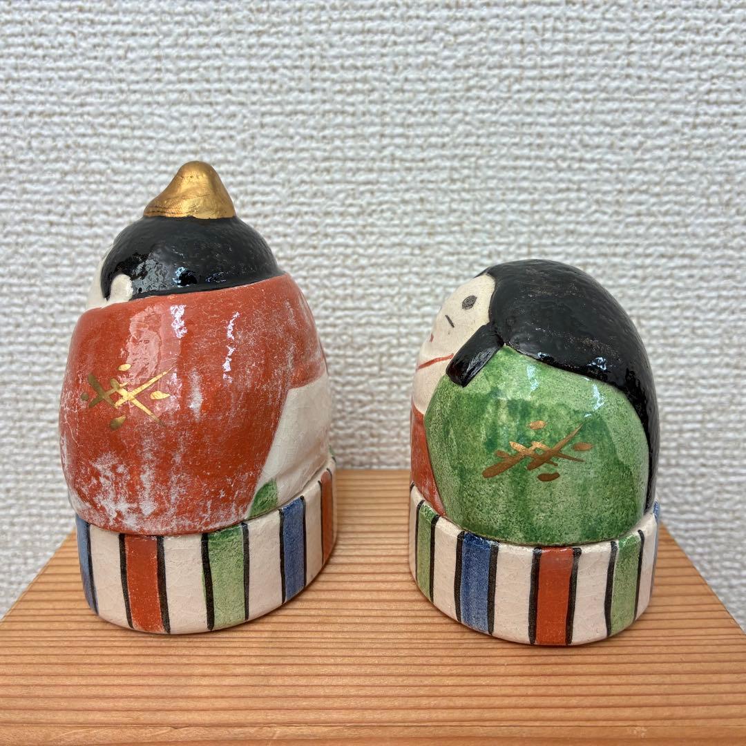 醍醐窯 島荷平 楽焼 雛形香合 蓋もの おひな様 珍味入れ