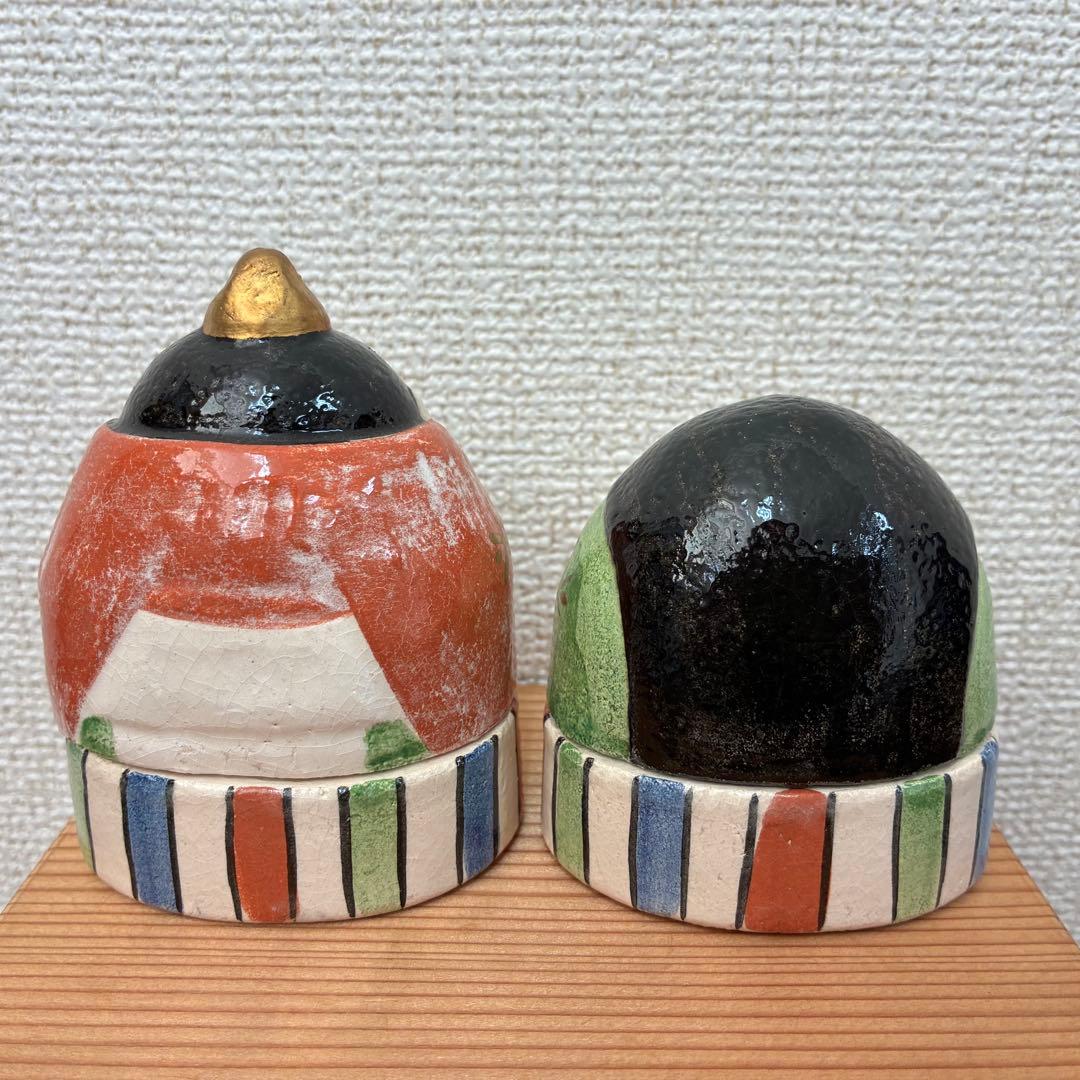 醍醐窯 島荷平 楽焼 雛形香合 蓋もの おひな様 珍味入れ
