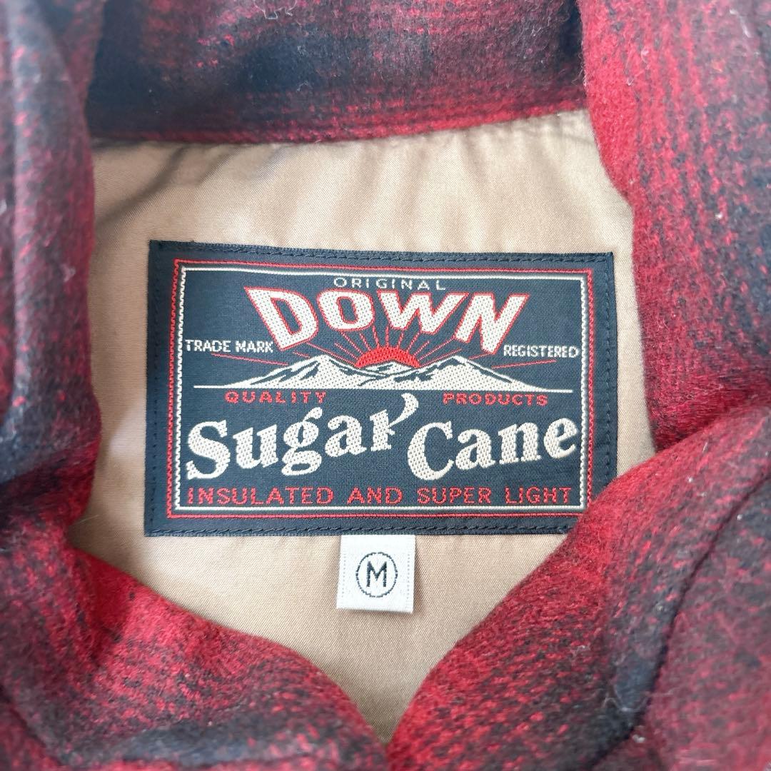 シュガーケーン　ウール　レザーヨーク　ダウンベスト チェック オンブレ　切替　M