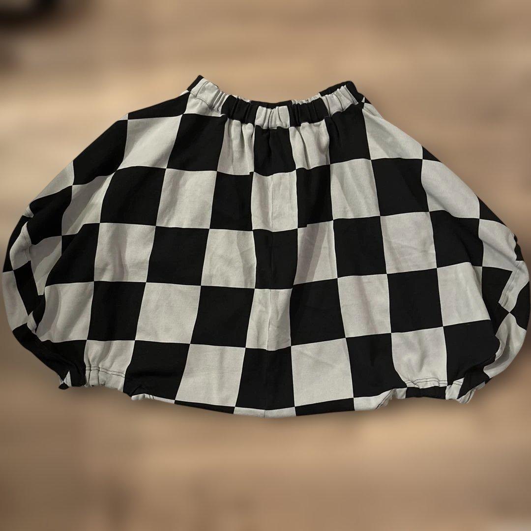 チェック柄バルーンサルエルパンツ