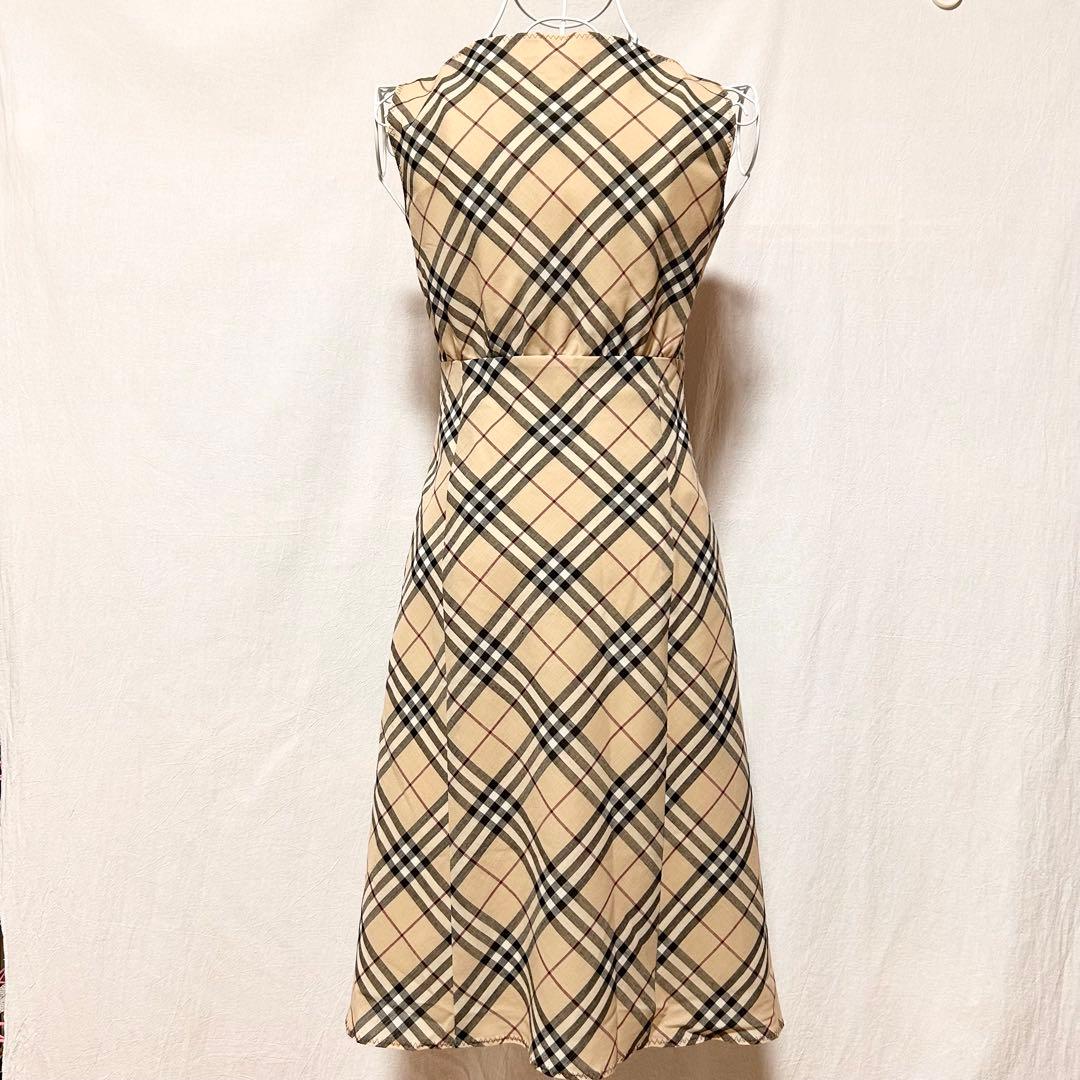 美品 バーバリーブルーレーベル ワンピース ノバチェック ひざ丈 おしゃれ 36
