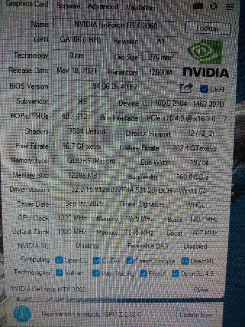 グラフィックボード・グラボ・ビデオカード MSI GeForce RTX3060 VENTUS2X 12G OC