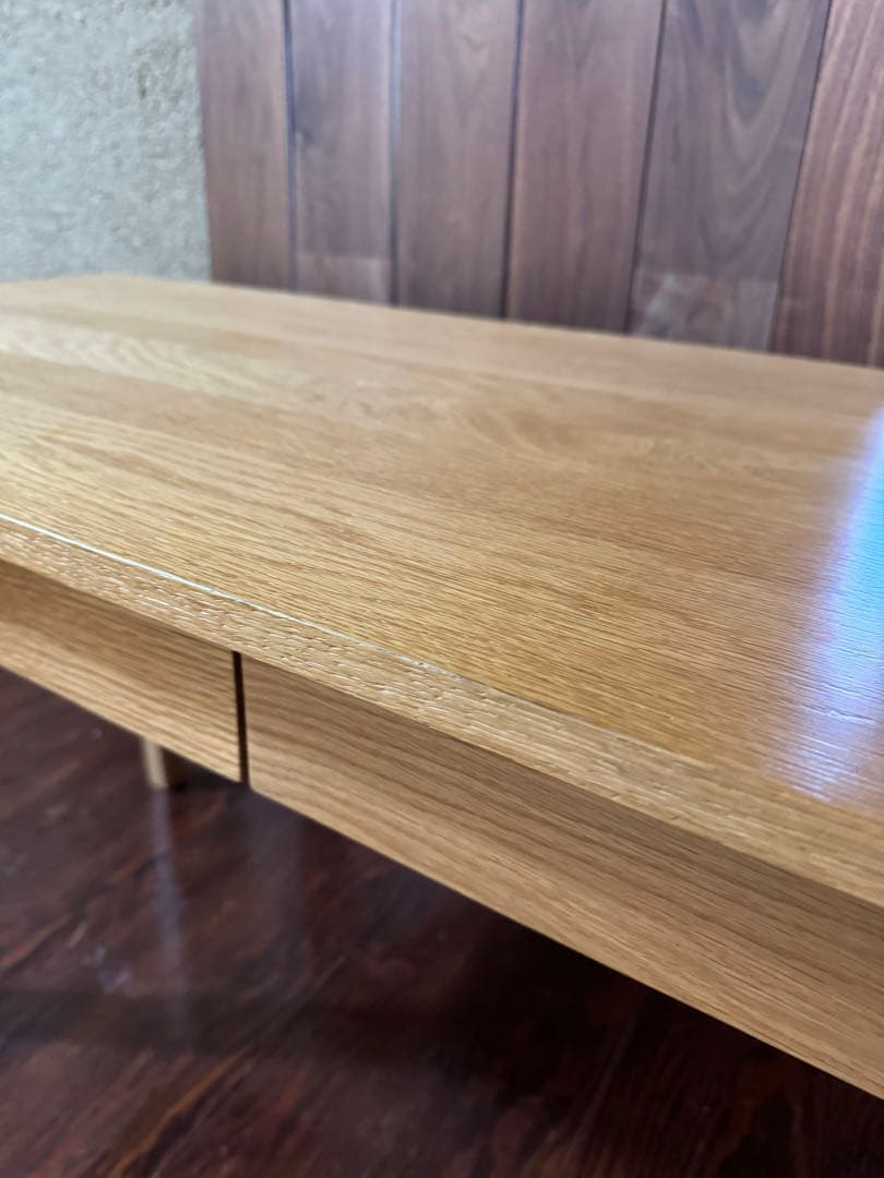 無印良品　無垢材デスク　木製デスク オーク材 事務机 引き出し付き　学習机