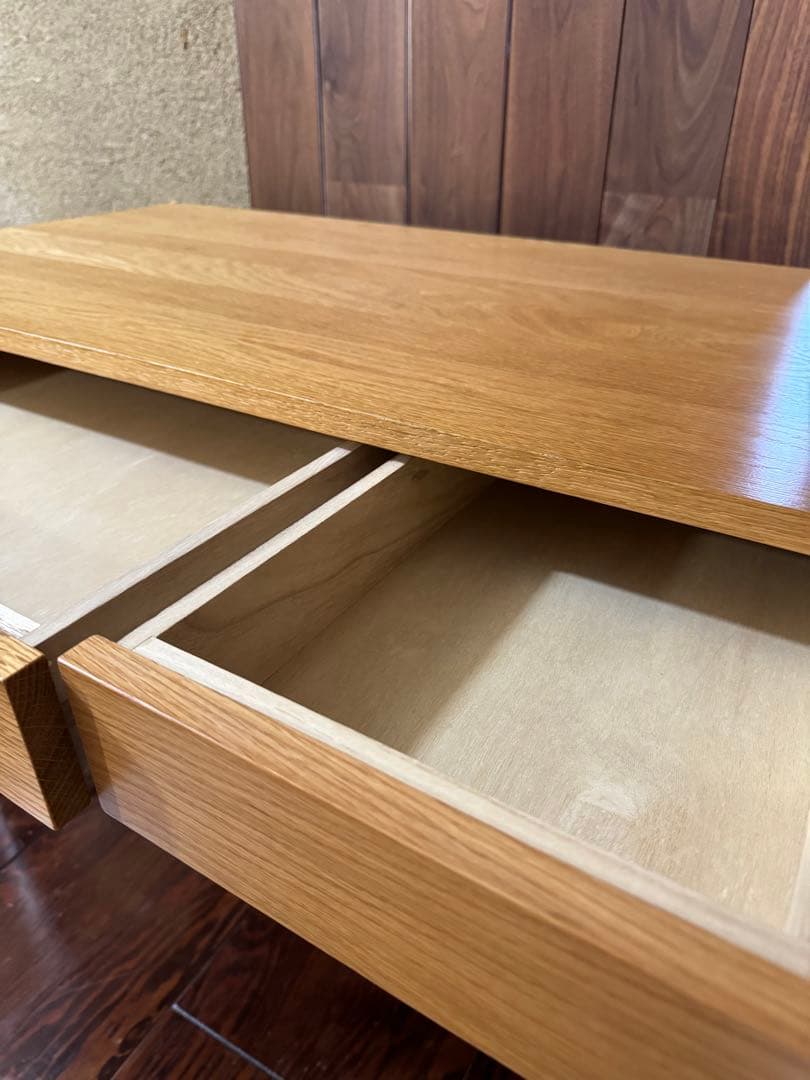 無印良品　無垢材デスク　木製デスク オーク材 事務机 引き出し付き　学習机