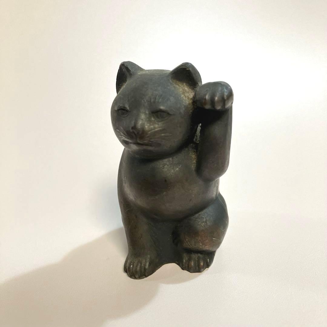 骨董　招き猫　貯金玉　アンチモニー　まねき猫　ラッキーキャット　縁起物　民芸