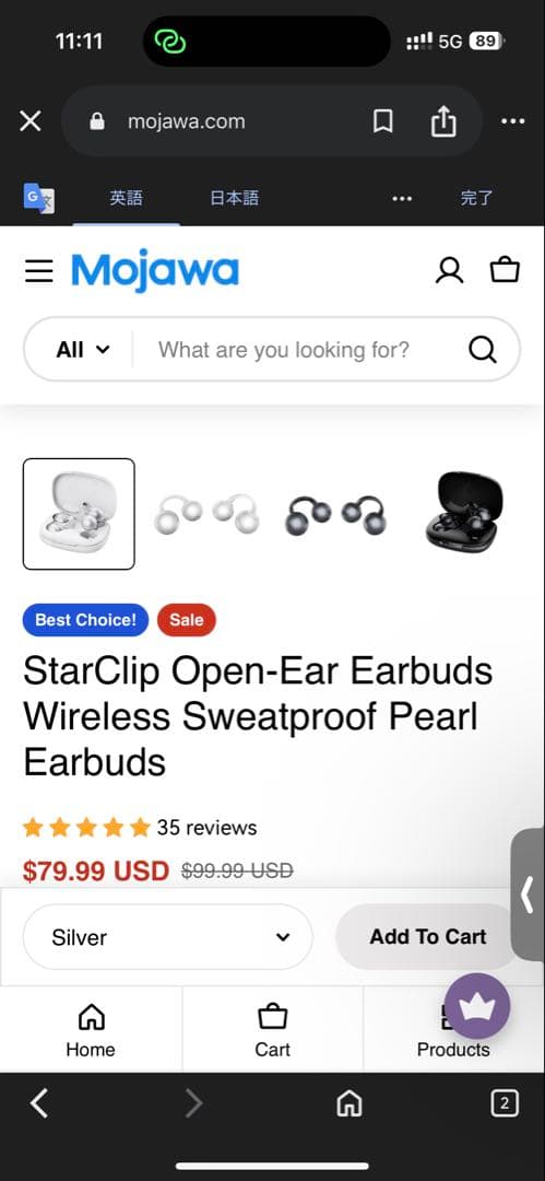 StarClip ワイヤレスイヤホン シルバー