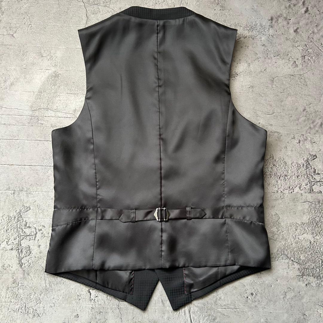 未使用級 リスペクトネロ 最高級ライン シャドウチェック 3ピース スーツ 濃紺